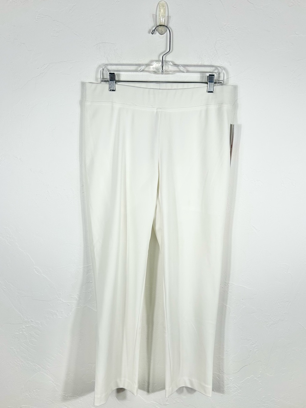 IC Collection White High Tech Stretch Pull On Slim Leg Pants XL NWT